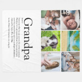 おじいちゃん祖父パパ定義フォトコラージュ フリースブランケット (正面(横))