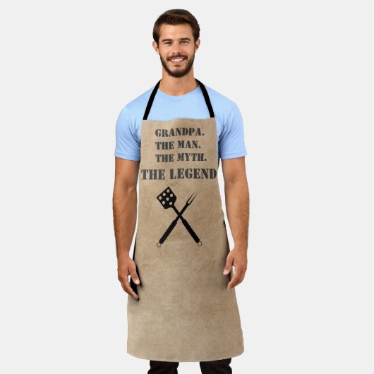 おじいちゃん神話の伝説素朴 エプロン (着用した状態)