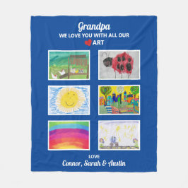 おじいちゃん私たちはあなたを愛している孫子アートスケッチカスタム フリースブランケット