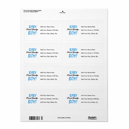 おじいちゃん誇りを持った男の赤ちゃんTシャツ&ギフト ラベル (フルシート)