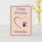 おじいちゃん誕生日とハート&ハンドプリントサンキュー カード (黄色い花)