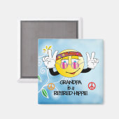 おじいちゃん退職したはヒッピー、カラフルデザイン、マング マグネット (正面/裏面)