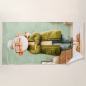 おじいちゃん魅力的と彼の猫 ビーチタオル (正面)