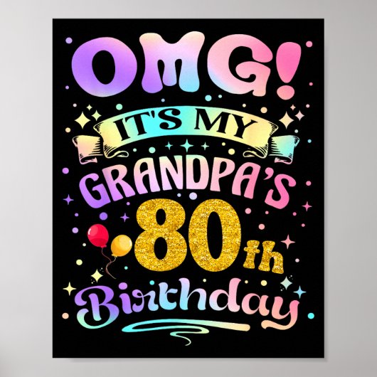 おじいちゃん80歳の誕生日おめでとう 80年お幸せに ポスター (正面)
