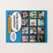 おじいちゃん，おじいさん，おじいちゃん12フォトブルーおもしろい ジグソーパズル (横)