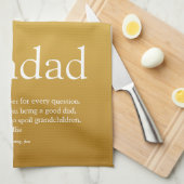 おじいちゃん，おじいさん，パパ定義金ゴールドグリッター キッチンタオル (四つ折り)