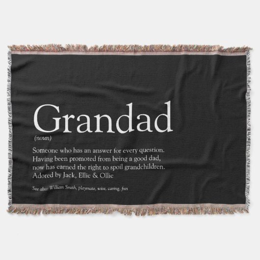 おじいちゃん、おじいちゃん、パパ定義白黒 スローブランケット (正面)