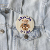 おじいちゃん、その男の子テディベア赤ちゃんシャワーボタン 缶バッジ (インサイチュ)