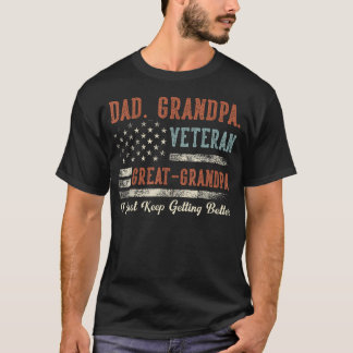 おじいちゃん ベテラン 大おじいちゃん アメリカ国旗 パパ Tシャツ