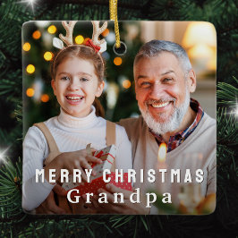 おじいちゃん メリークリスマス オリジナル 写真 ホリデーギフト セラミックオーナメント