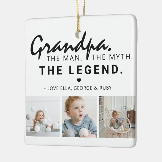 おじいちゃん。男。神話。凡例。3枚の写真 セラミックオーナメント (左)