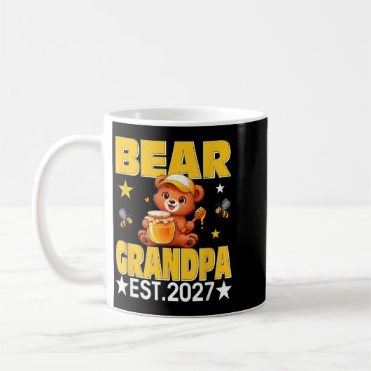 おじいちゃん 2027年 お花の蝶ネクタイ 母の日 クマ コーヒーマグカップ (左)