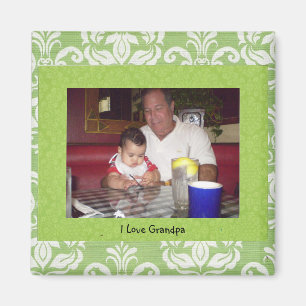 おじいちゃん: "I Love Grandpa"フォトフレームマグネット マグネット