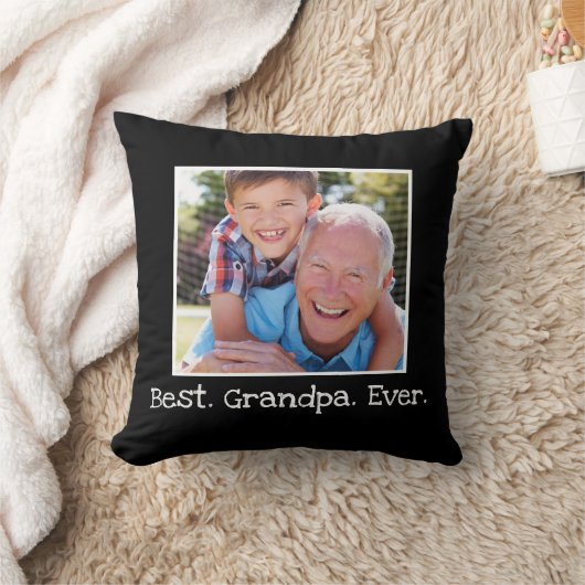 おじいカッコいい最高のちゃんが黒写真を撮るパーソナライズされた- クッション (ブランケット)