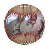 おじい最高のちゃんが父親の日の写真コラージュウッド 野球ボール (正面)