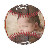 おじい最高のちゃん3枚の写真のコラージュウ素朴ッド  野球ボール (正面)