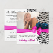 おじぎ付きダマスクアクセント付き招待状[ピンク] 招待状 (正面/裏面)