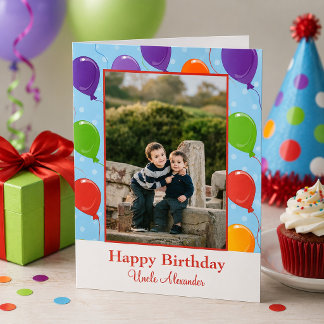 おじさんお誕生日おめでとうバルーン写真 カード