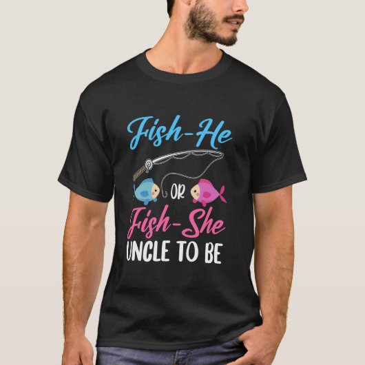 おじさんになるのは魚の彼?魚の彼女?性別お披露目ベビー Tシャツ (正面)