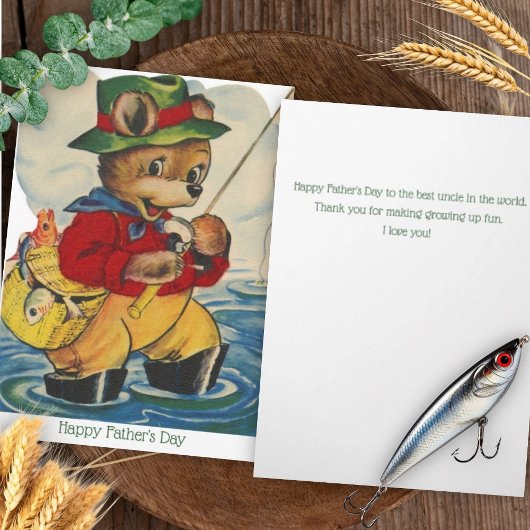 おじさんのためのヴィンテージ父の日の釣りカード カード