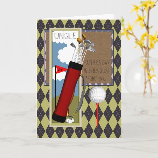 おじさんゴルフクラブ父の日のグリーティングカード カード (黄色い花)