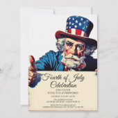 おじさんサムとシンプルな七月四日のお祝い 招待状 (正面)