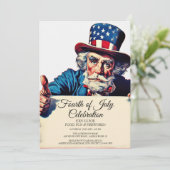 おじさんサムとシンプルな七月四日のお祝い 招待状 (スタンド正面)