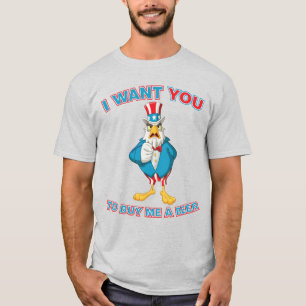 おじさんサムイーグル ビール買って Funny 愛国心 Tシャツ