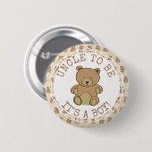おじさんテディベアその男の子ボタン 缶バッジ (正面&裏面)