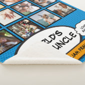 おじさんモダンおもしろいクール漫画ブルーフォトコラージュ シェルパブランケット (3/4)