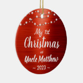 おじさん初めてのクリスマスストリングライト名写真 セラミックオーナメント (右)