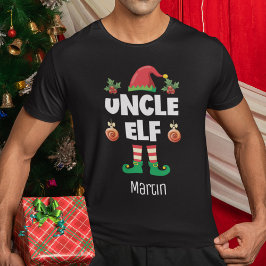 おじさん小妖精や小人ファミリー一致のクリスマスの衣装の名前 Tシャツ