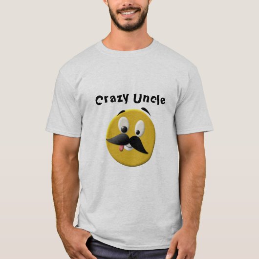 おじさん熱狂するハッピー顔と口ひげ Tシャツ (正面)