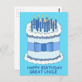 おじさん素晴らしハッピーバースデーケーキとキャンドル ポストカード (正面/裏面)