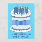 おじさん素晴らしハッピーバースデーケーキとキャンドル ポストカード (正面)