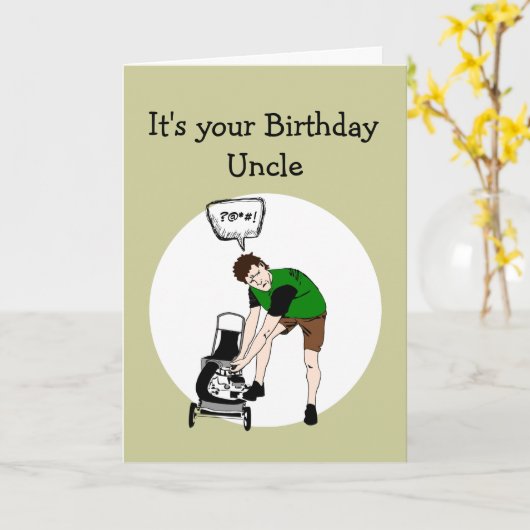 おじさん誕生日おもしろいローンモア侮辱 カード (黄色い花)