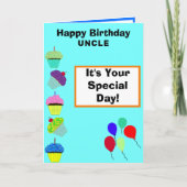 おじさん誕生日グリーンカップケーキタワー写真 カード (正面)