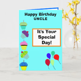 おじさん誕生日グリーンカップケーキタワー写真 カード