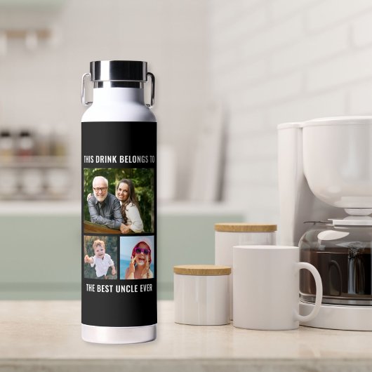 おじさん3フォトコラージュ黒 ウォーターボトル