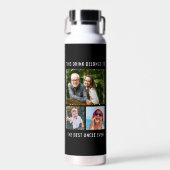 おじさん3フォトコラージュ黒 ウォーターボトル (正面)