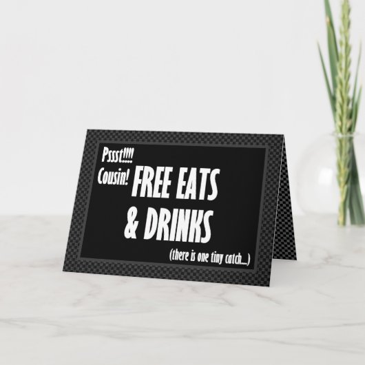 おじさん（いとこ）からのユーモアたっぷりの招待状　食事は無料だって！ 招待状 (正面)