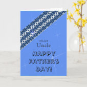 おじさん – お父様の日 – 青/星/パターン カード (黄色い花)