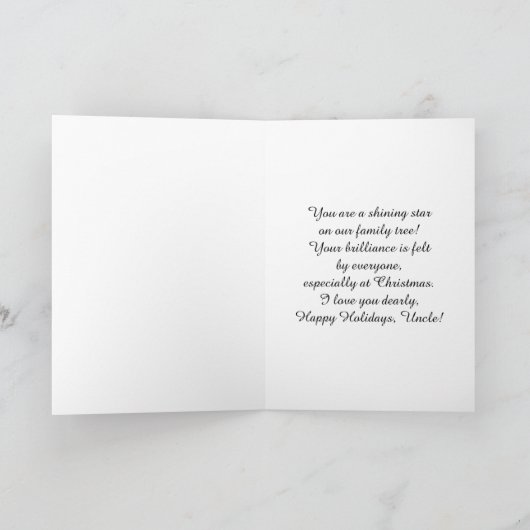 おじさん/メリークリスマス – ピアノと白い木 シーズンカード (内部)