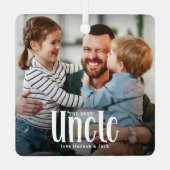 おじさ最高のんの写真のカスタム可愛い贈り物 メタルオーナメント (裏面)