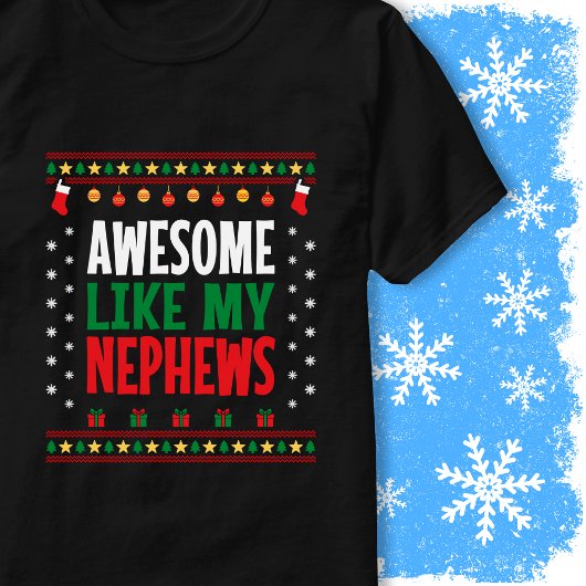 おじょうずな甥っ子みたいなクリスマスのセーター風デザイン Tシャツ