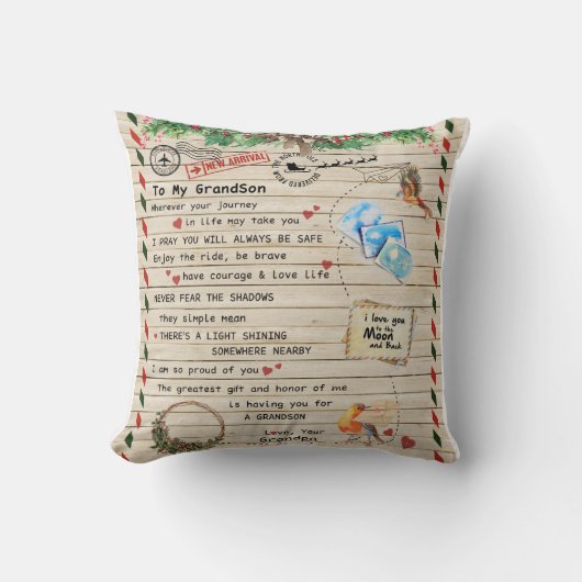 おじパーソナライズされたいちゃんから孫に手紙 クッション (正面)