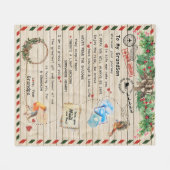 おじパーソナライズされたいちゃんから孫に手紙 フリースブランケット (正面(横))