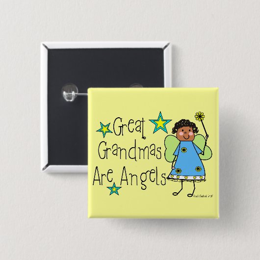 おじ素晴らしいちゃんは天使の贈り物（アフロアメリカ人） 缶バッジ (正面&裏面)