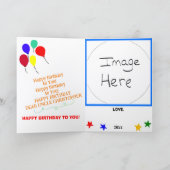 おじ誕生日おめでとうグリーンカップケーキタワー 写真 カード (内部)
