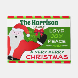 おすてき前の家族の名前のサンタ |クリスマス ドアマット